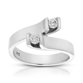 0.27 cttw 2 Stone Diamond Fashion Ring 14K White Gold Bridal Engagement