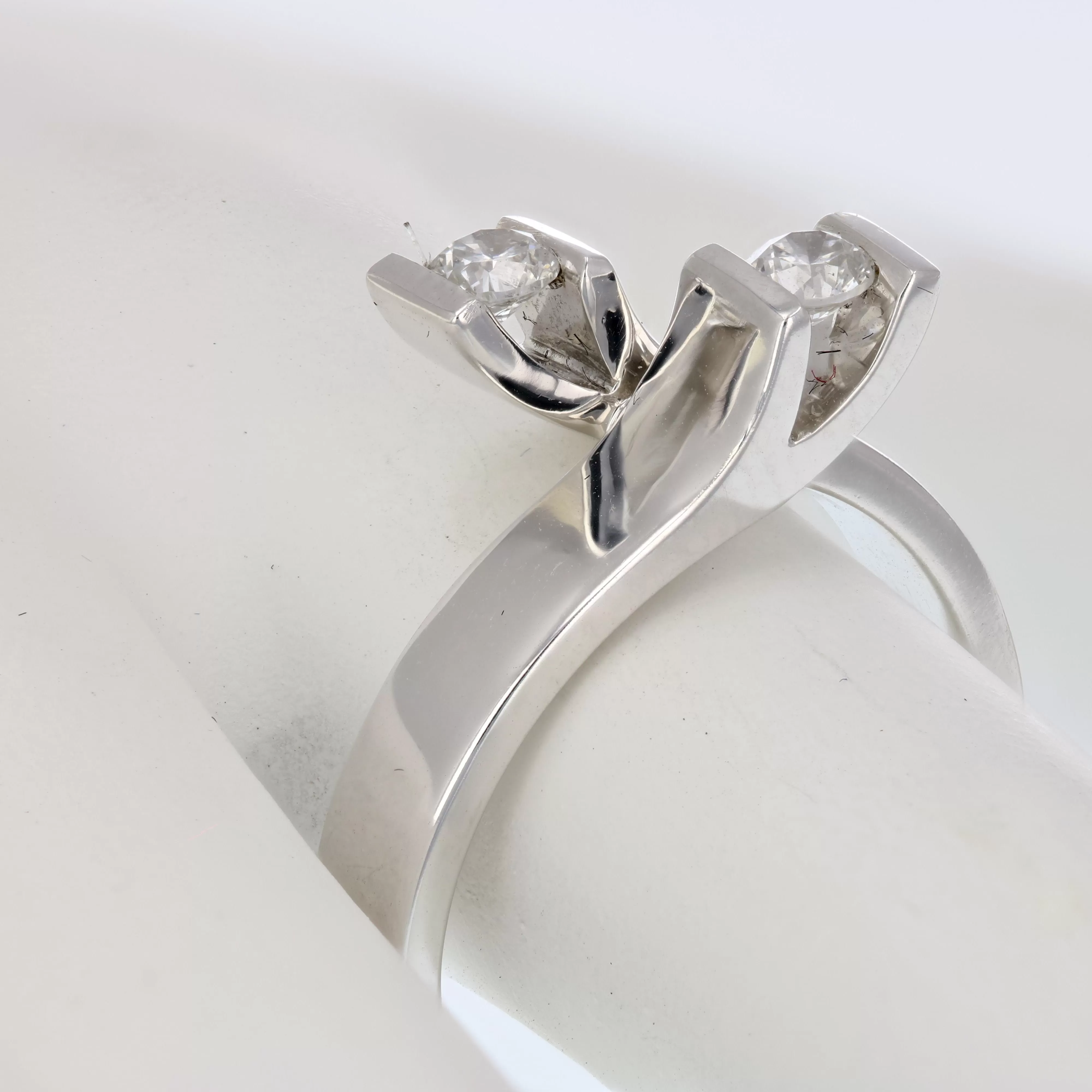 0.27 cttw 2 Stone Diamond Fashion Ring 14K White Gold Bridal Engagement