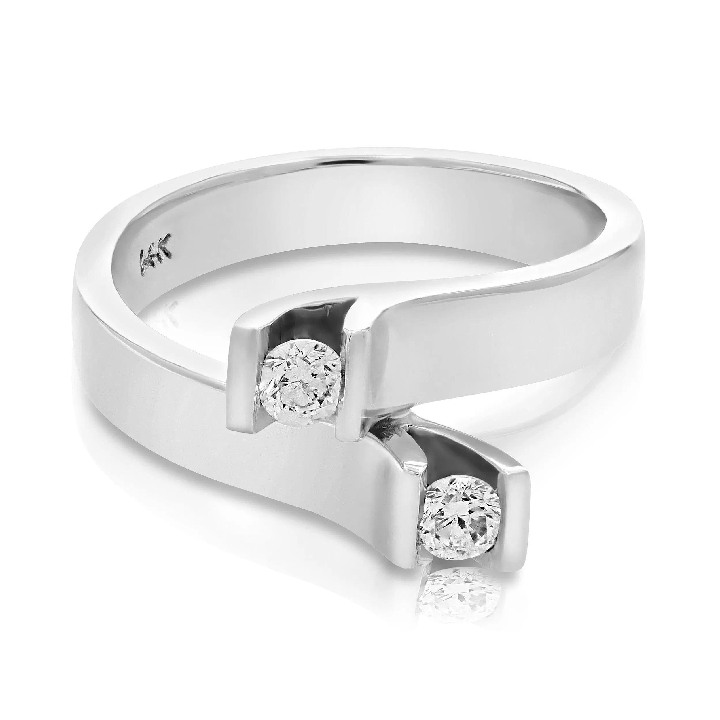 0.27 cttw 2 Stone Diamond Fashion Ring 14K White Gold Bridal Engagement