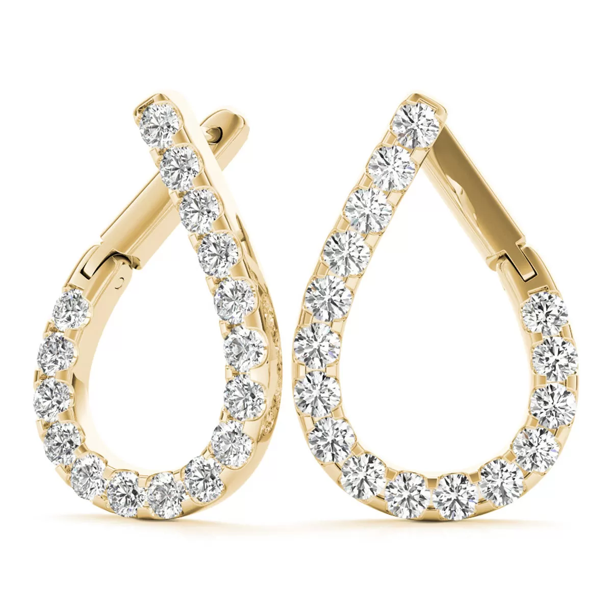 1 1/4 Carat Tw Fancy Natural Diamond Hoop Earrings In 14K Yellow Gold