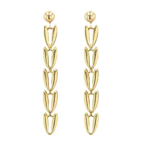 10K Yellow gold V dangling studs earrings-10825