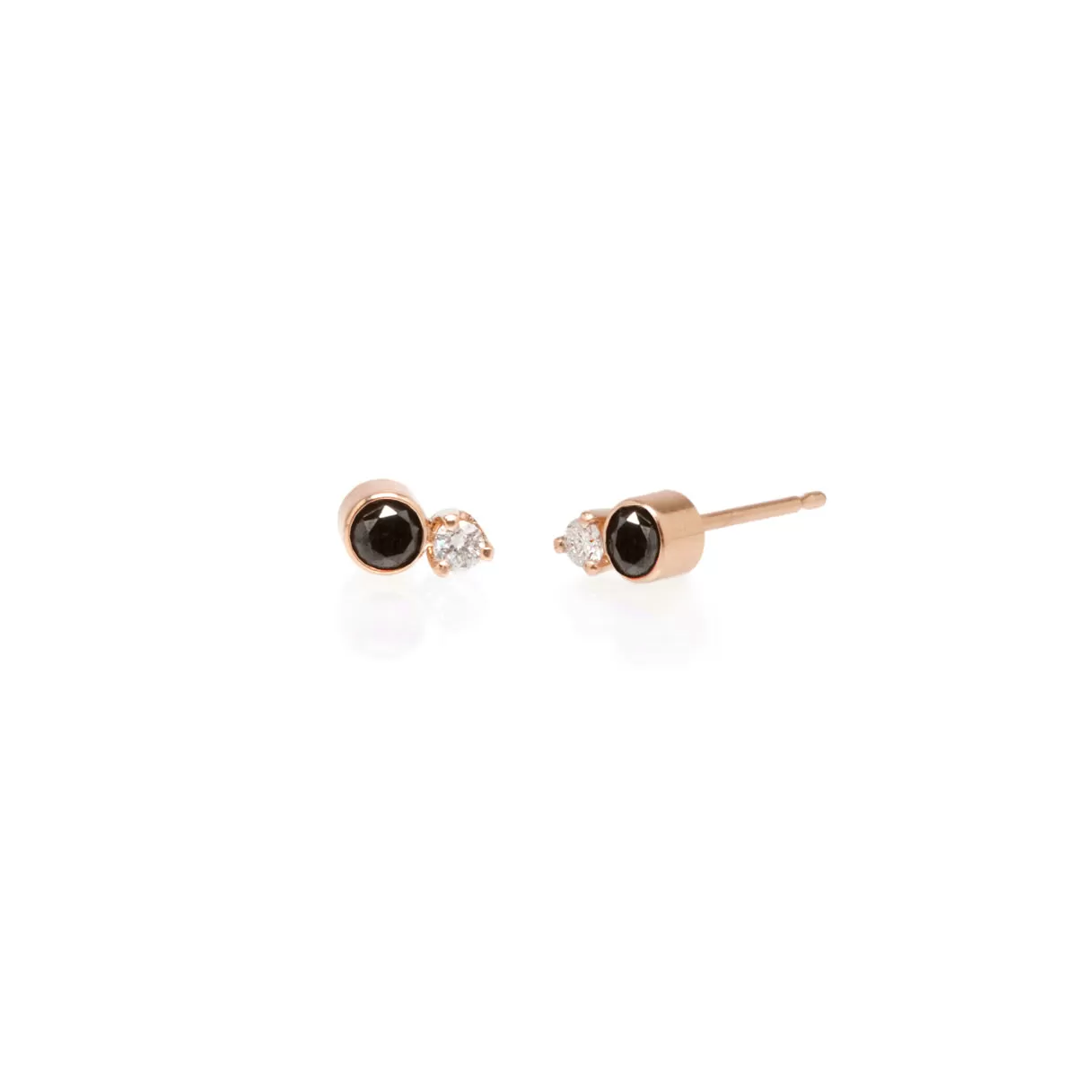 14k Mixed Black & White Diamond Studs