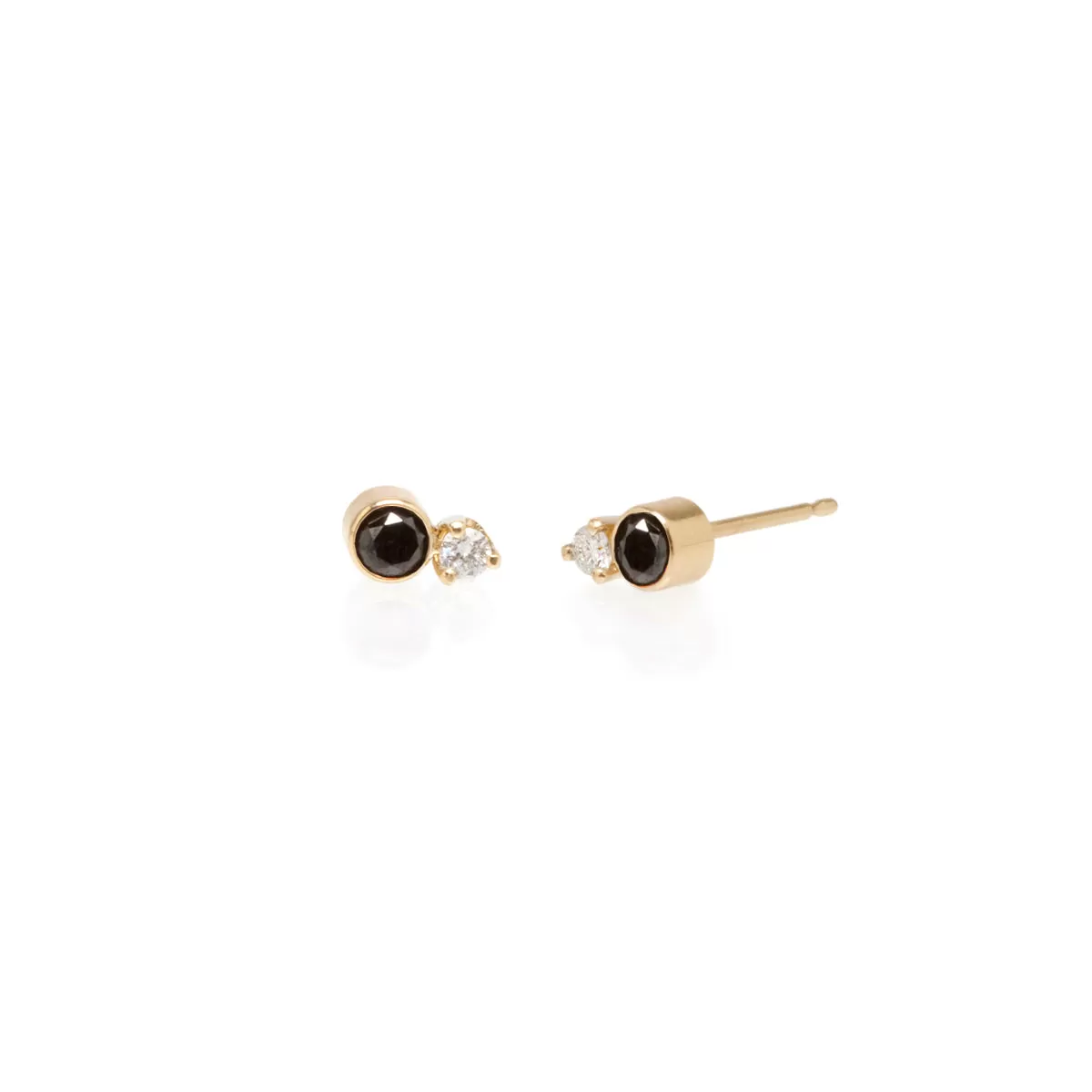 14k Mixed Black & White Diamond Studs