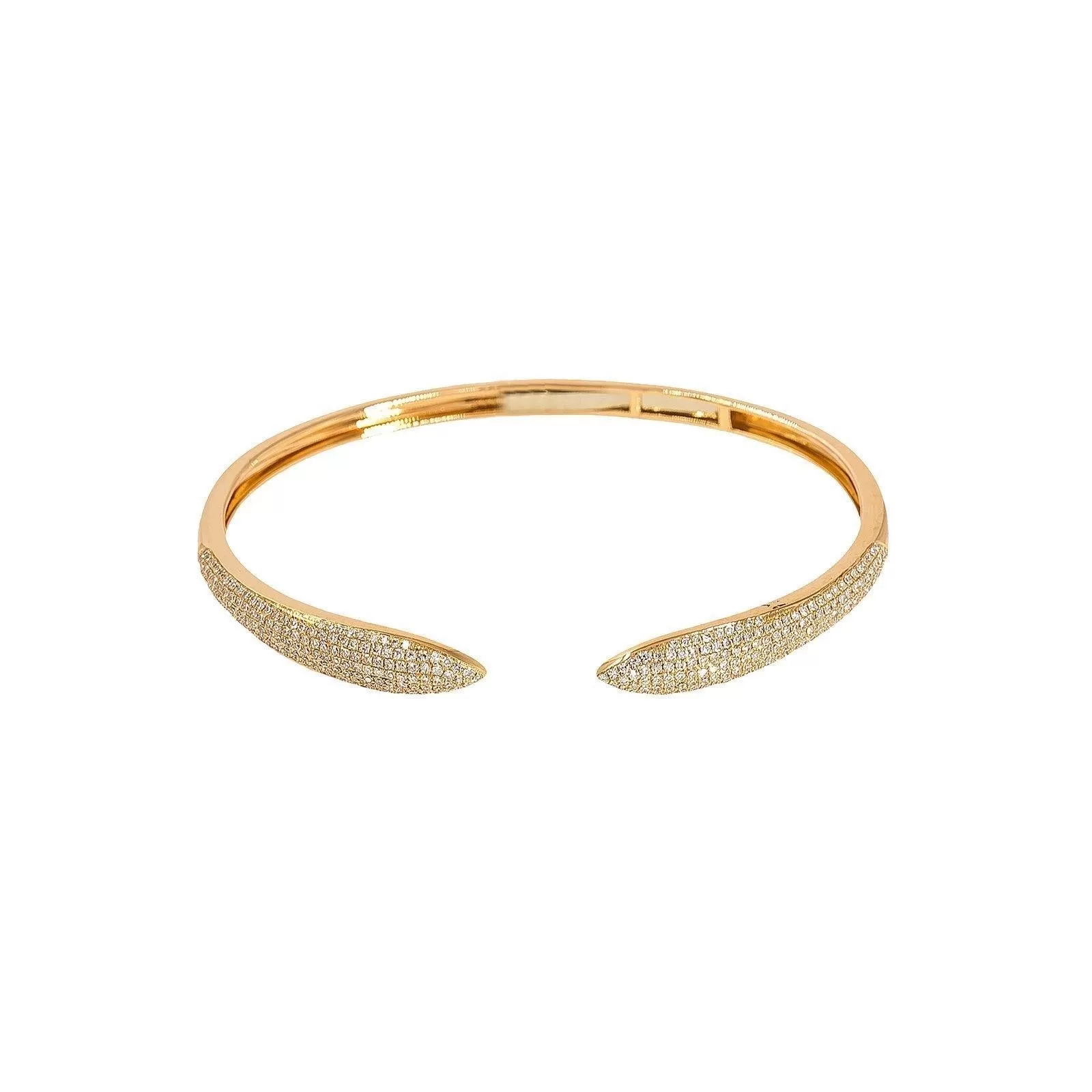 14K Rose Gold Diamond Bangle W/ VS Diamonds & Serpentine Open Cuff