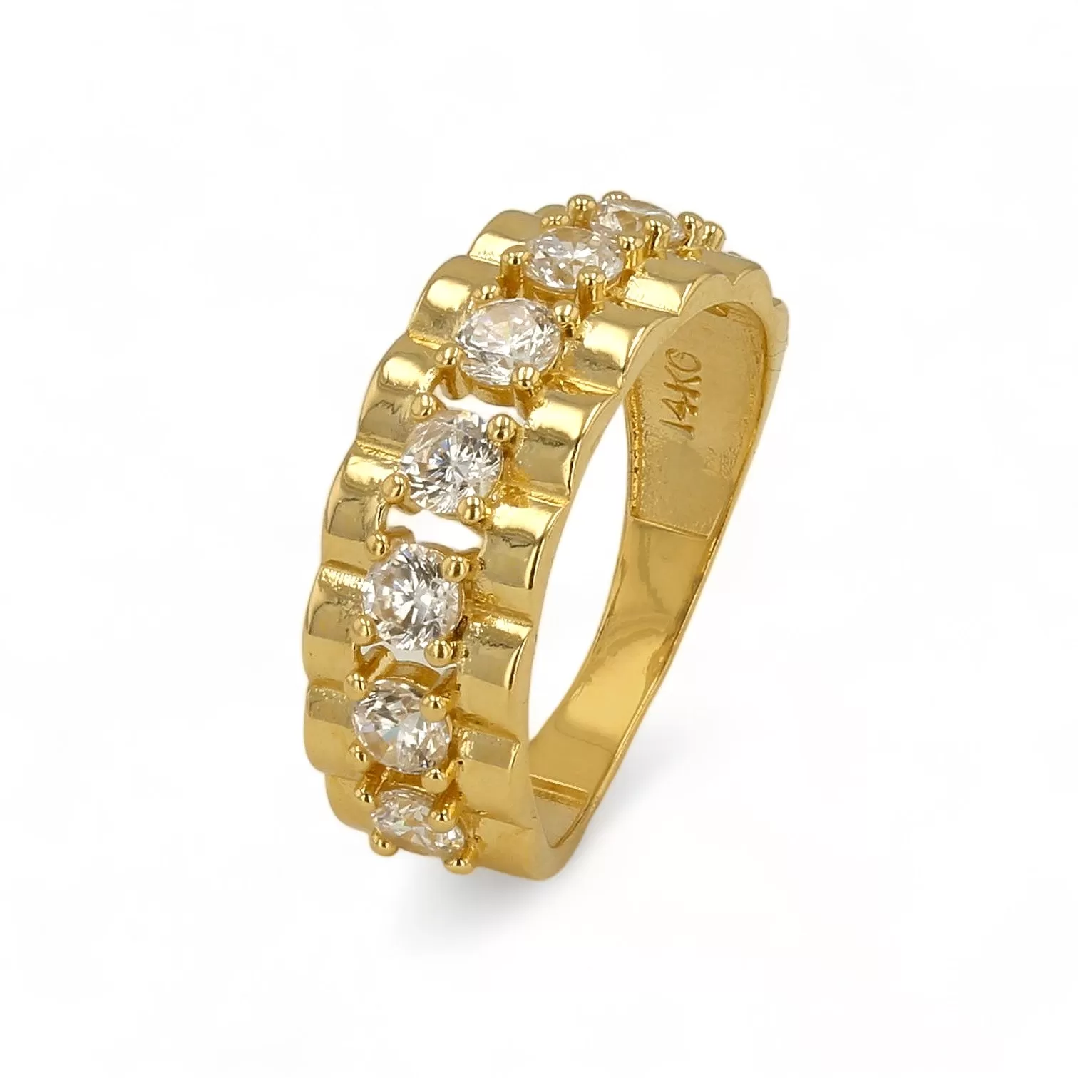 14K Yellow gold Cz 9mm weeding band ring-227209