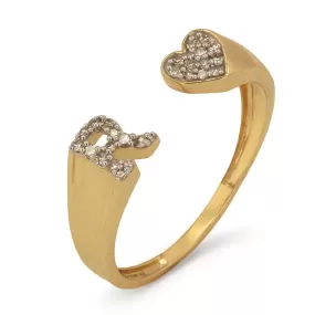 14K Yellow Gold Initial Diamond Ring Letter R - 177742