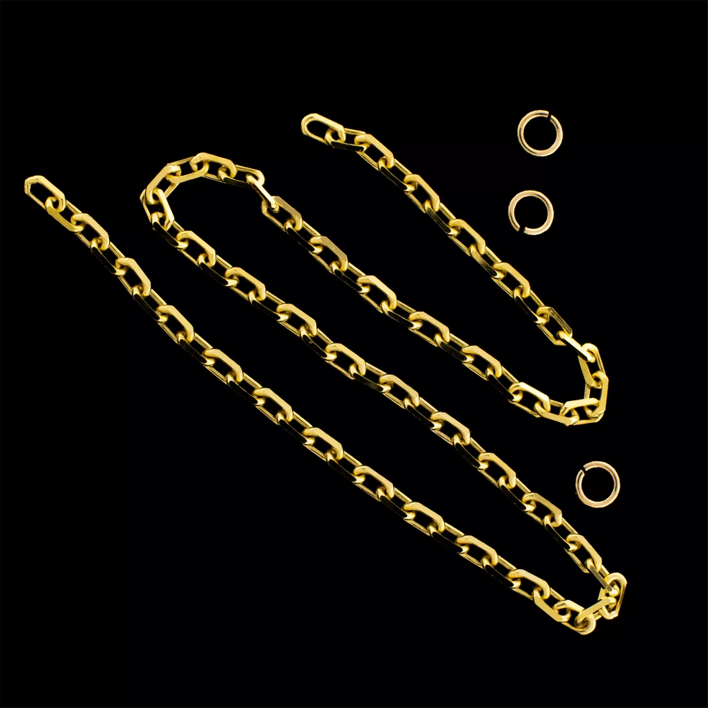 6 14KT Gold Elongated Diamond Cut Cable Chain 1.6mm