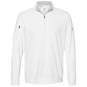 adidas Men's White Performance Texture Quarter Zip