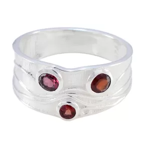 Adorable Gem Garnet 925 Sterling Silver Ring Fine Diamond Jewelry