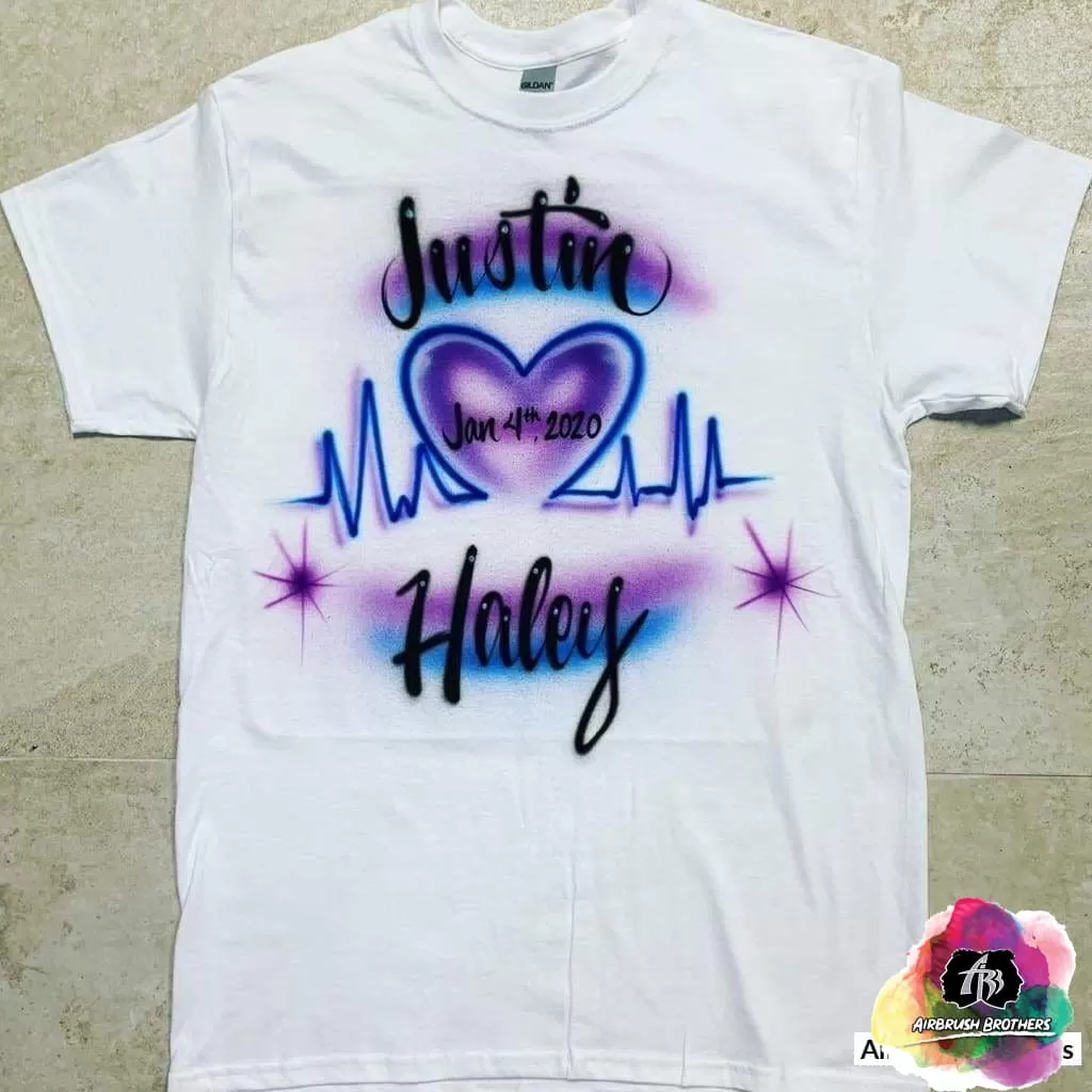 Airbrush Heartbeat Couple Shirt Design