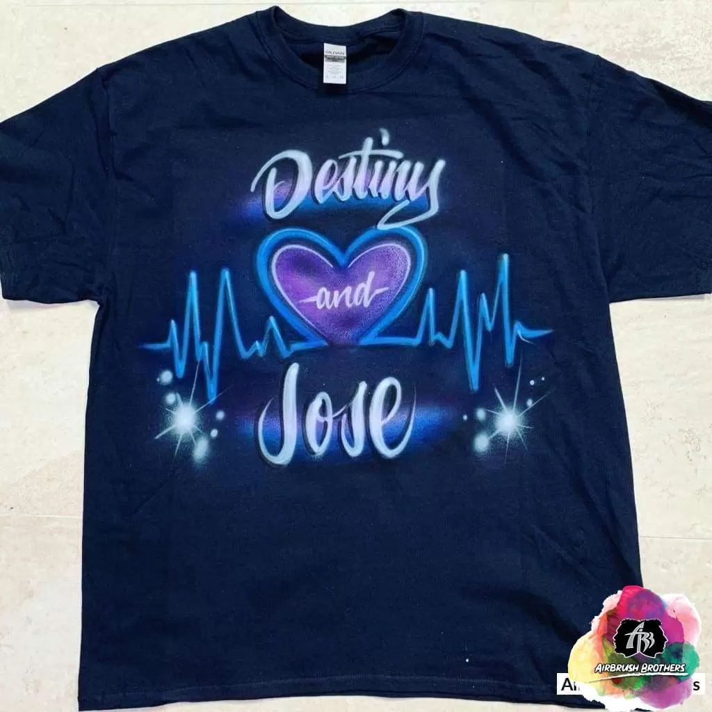 Airbrush Heartbeat Couple Shirt Design