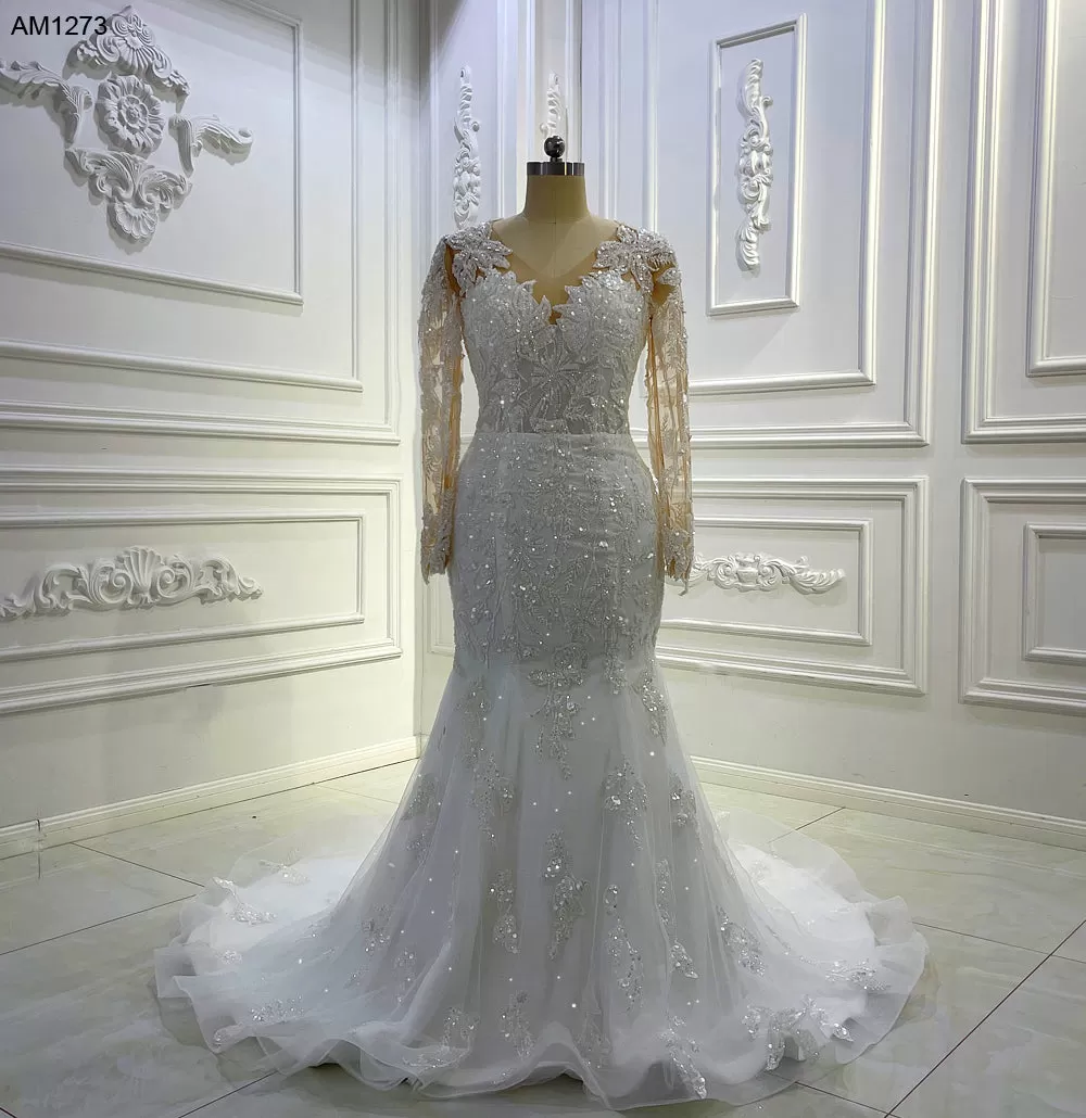 AM1273 Full Sleeve Lace Mermaid Wedding Dress