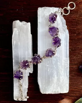 Amethyst in the Raw Bracelet / Amethyst in Sterling Silver