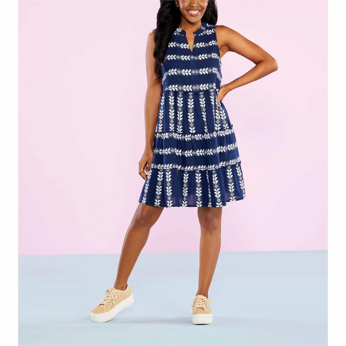 Angelica Yarn-Dye Dress by Mud Pie - Navy