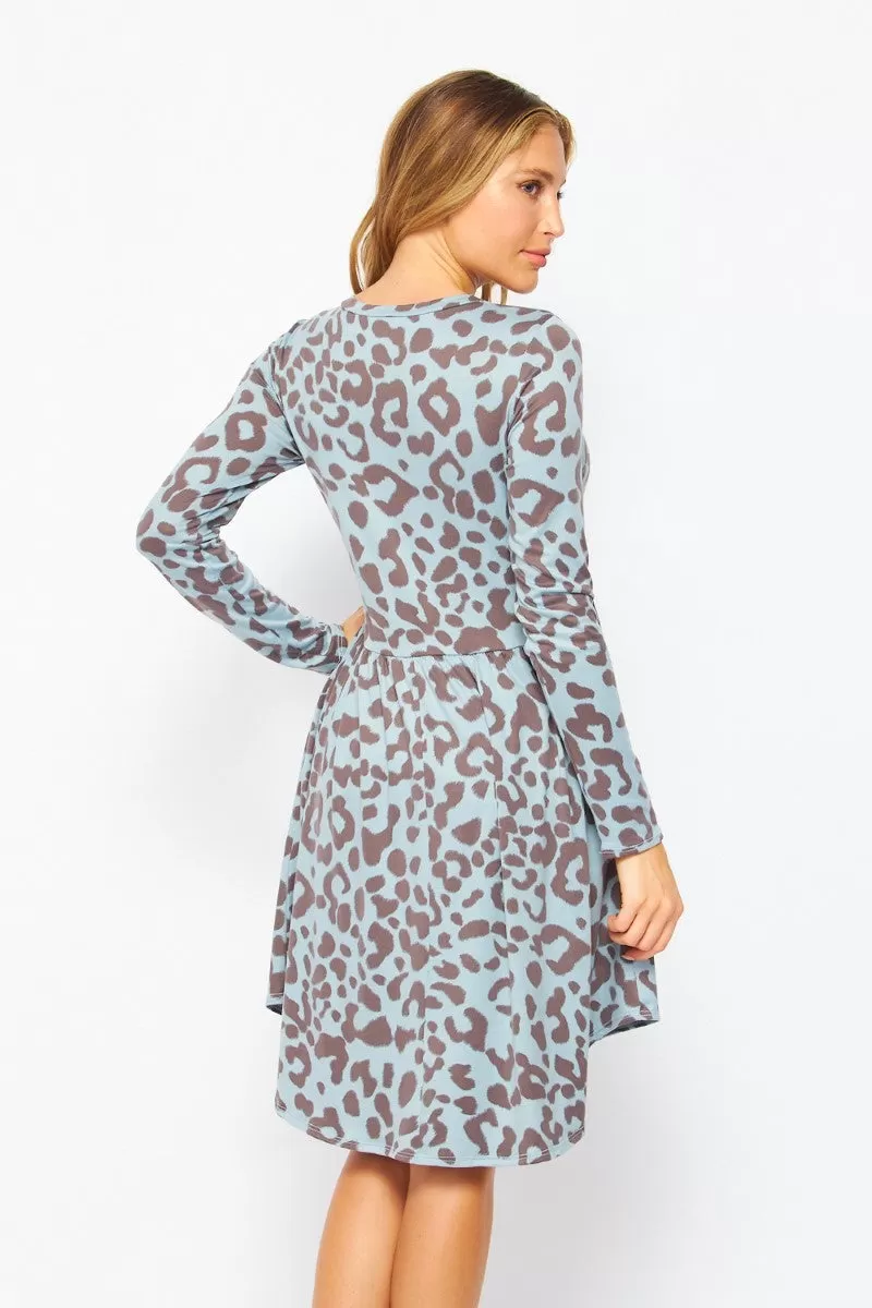 Animal Print Dress in Blue