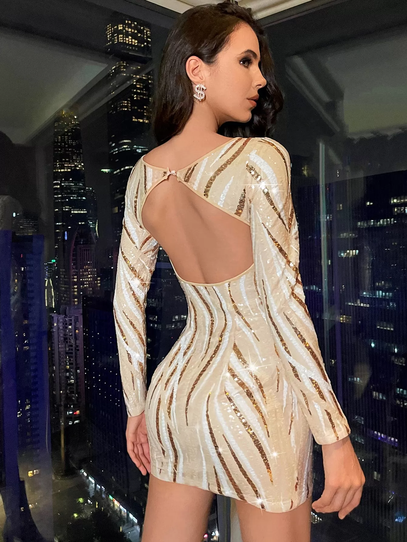 Backless Sequin Bodycon Dress