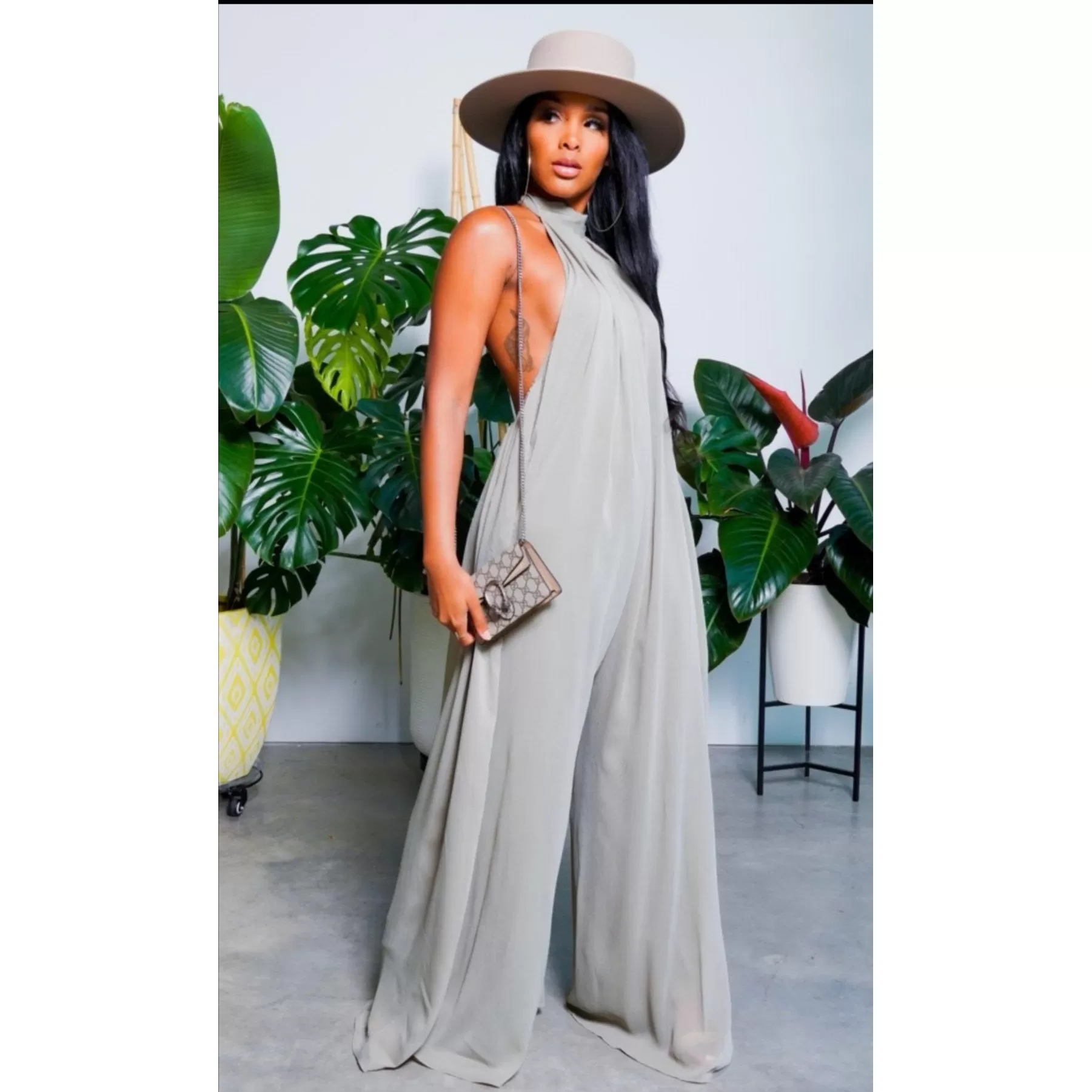 Backless Wide Leg Jumpsuit