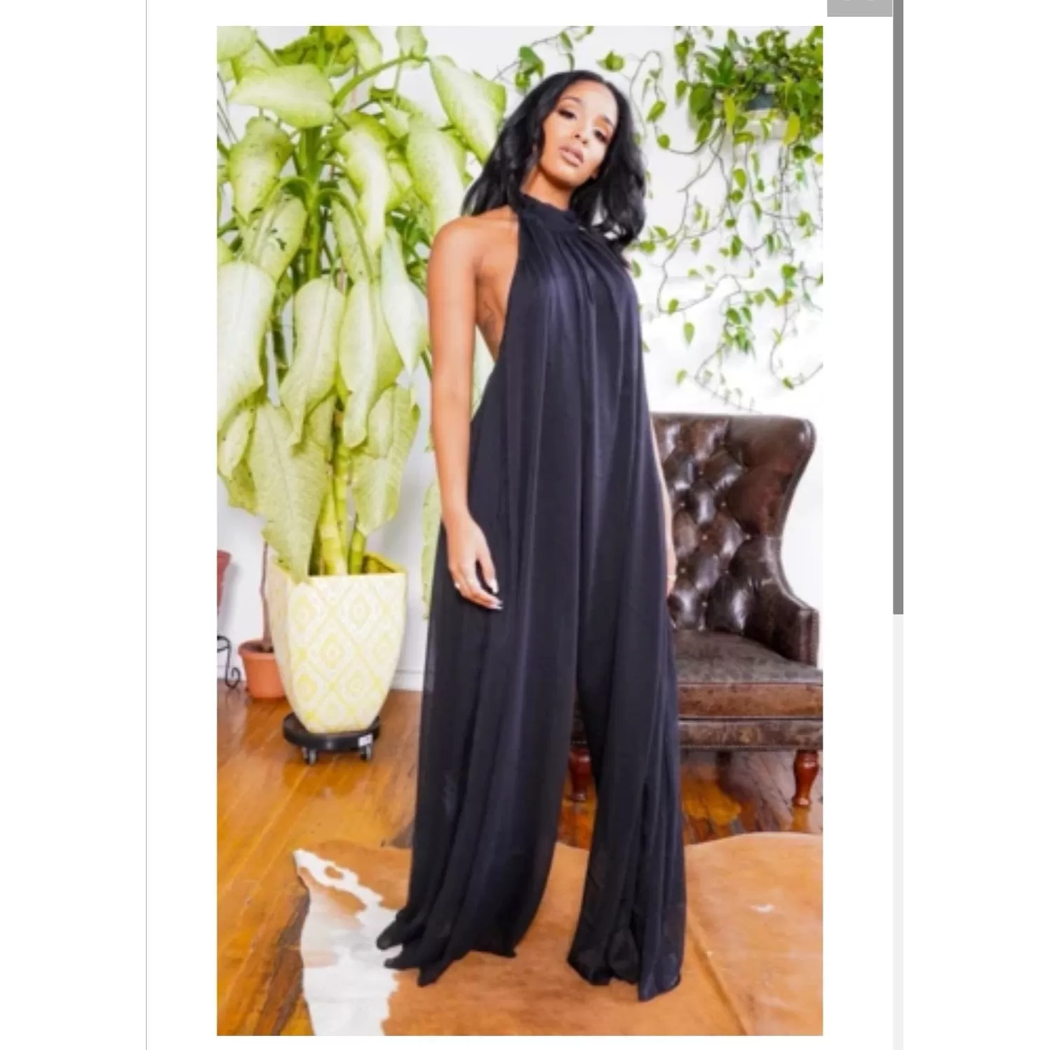 Backless Wide Leg Jumpsuit