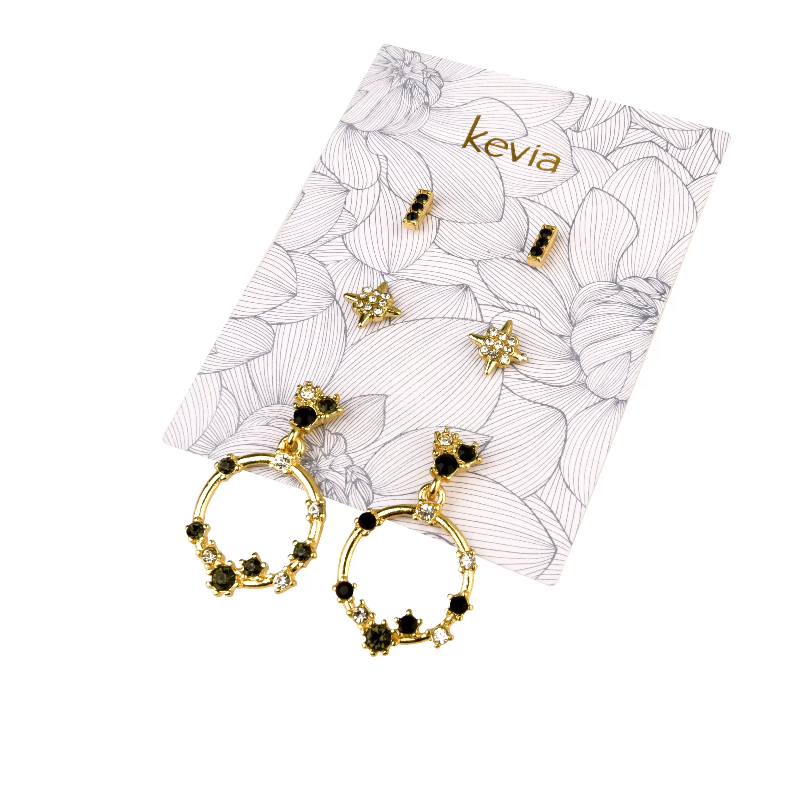 Black & Gold Star Earring Set