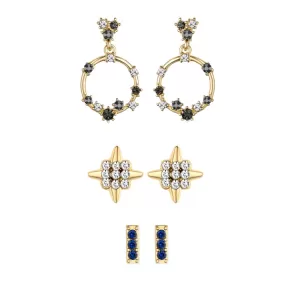 Black & Gold Star Earring Set