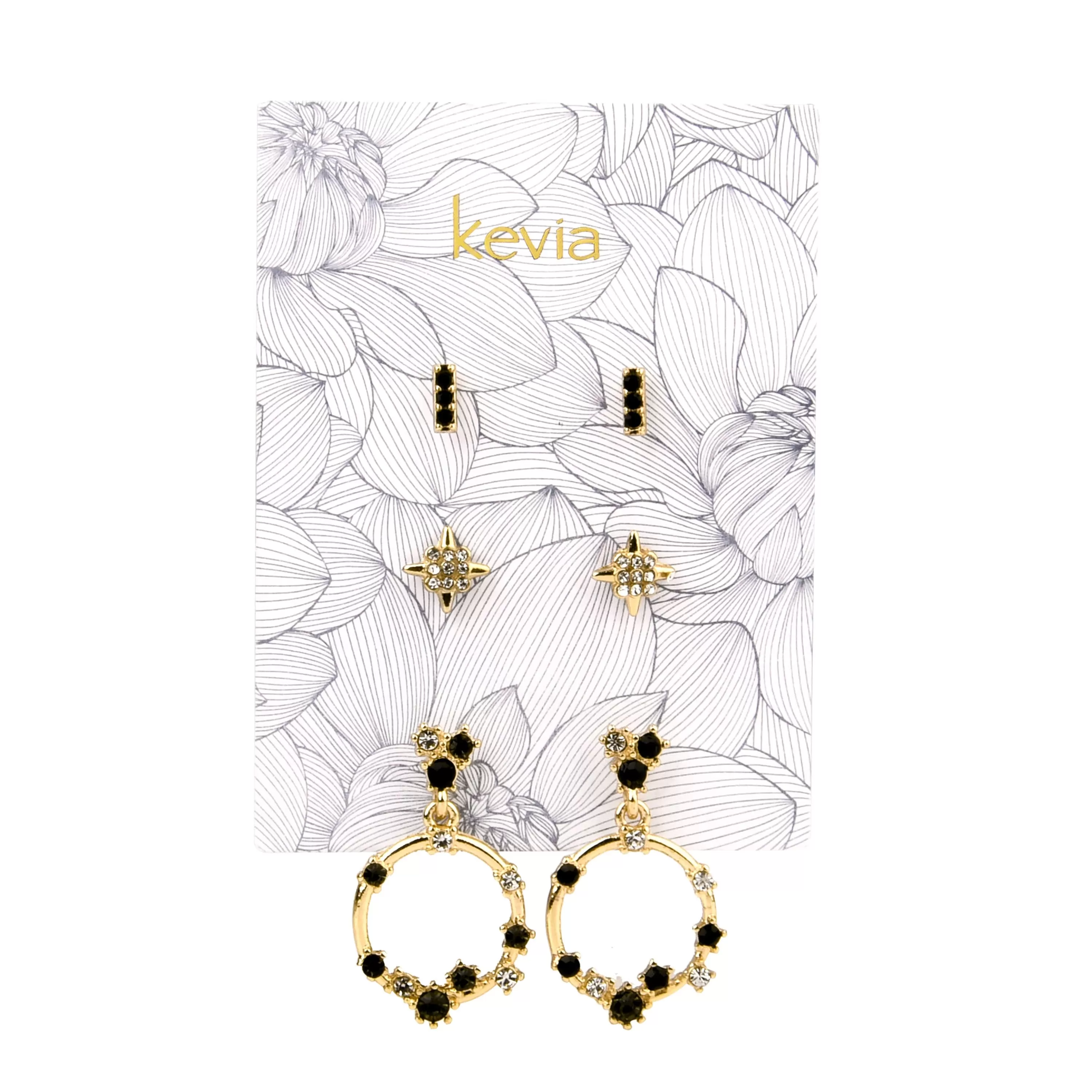 Black & Gold Star Earring Set