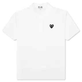 Black Emblem Polo Shirt - White