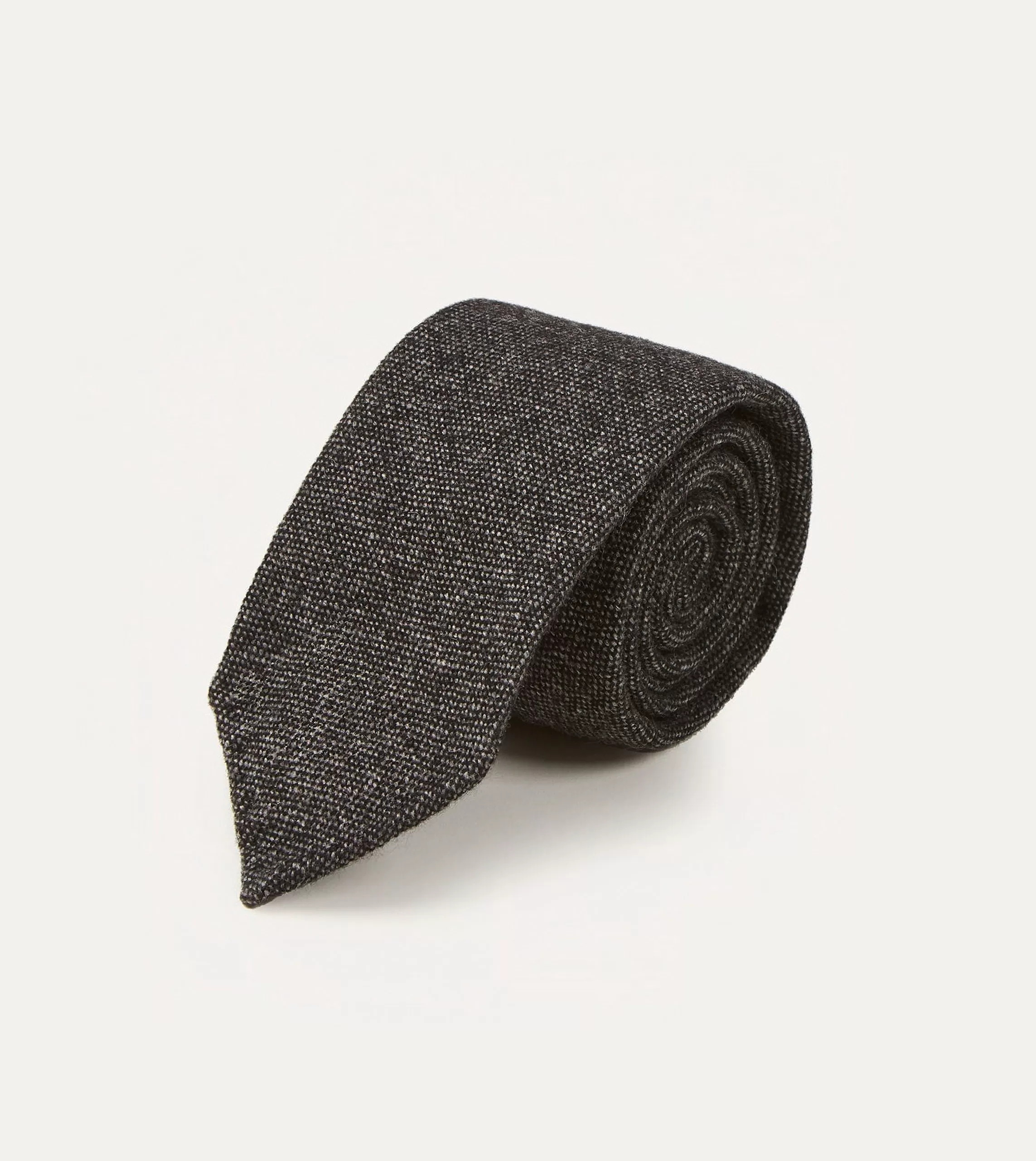 Black Pure Cashmere Solid Hand Rolled Tie