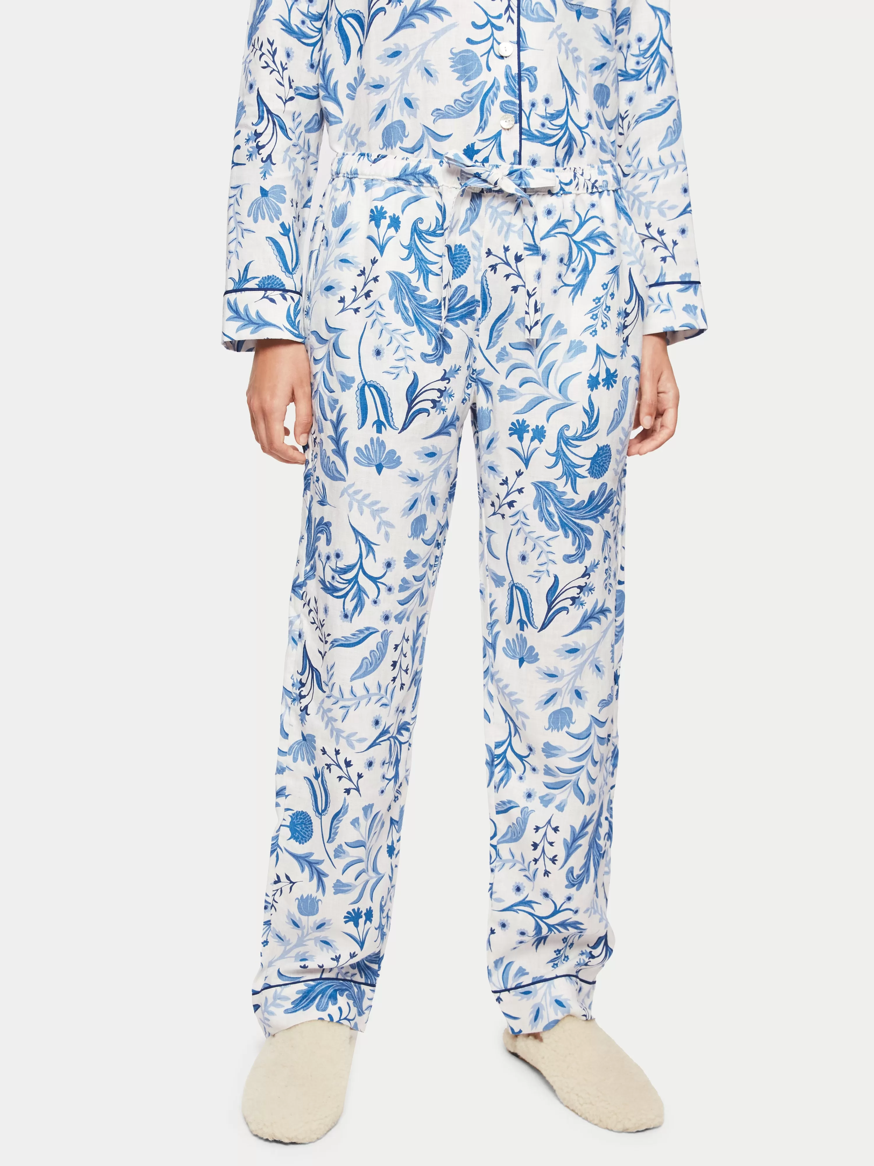 Botanist Floral Linen Pyjama | White