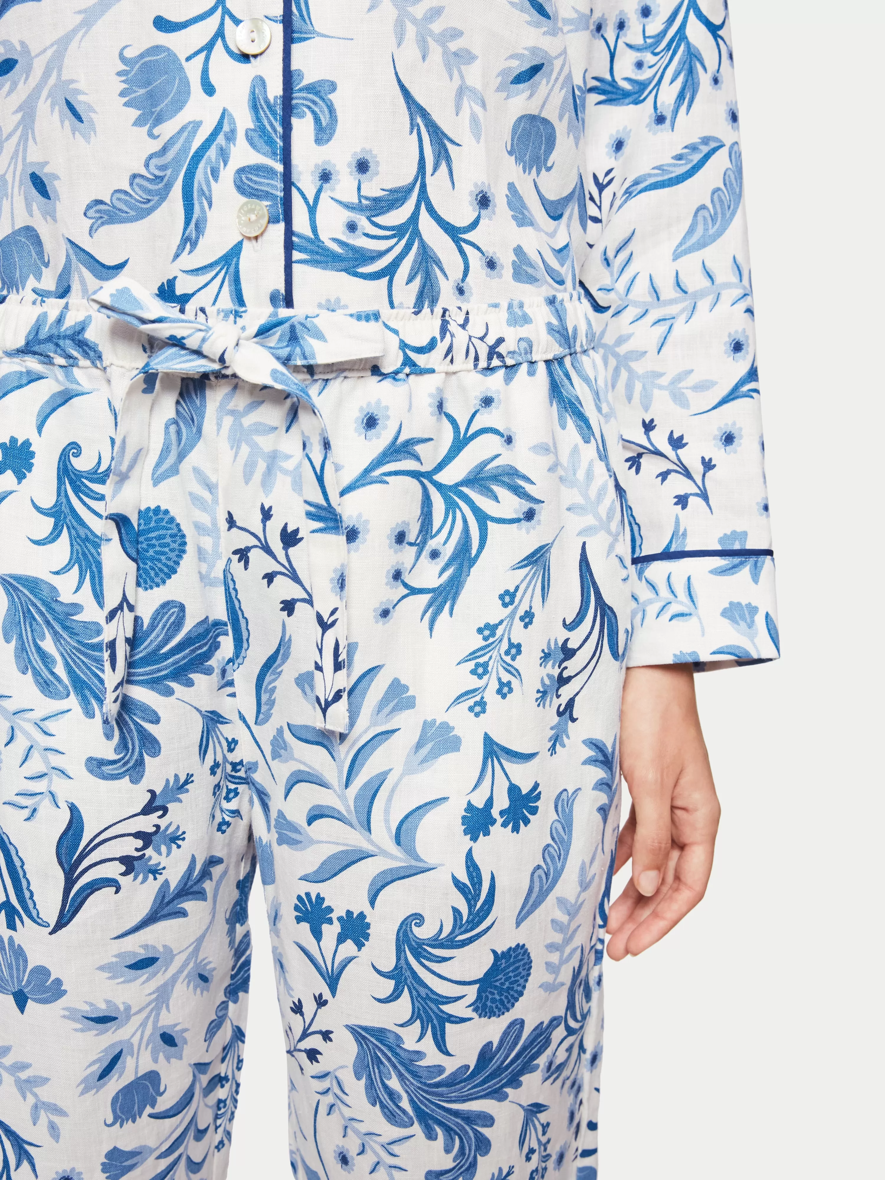 Botanist Floral Linen Pyjama | White