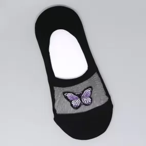 Butterfly Print No Show Cotton Socks