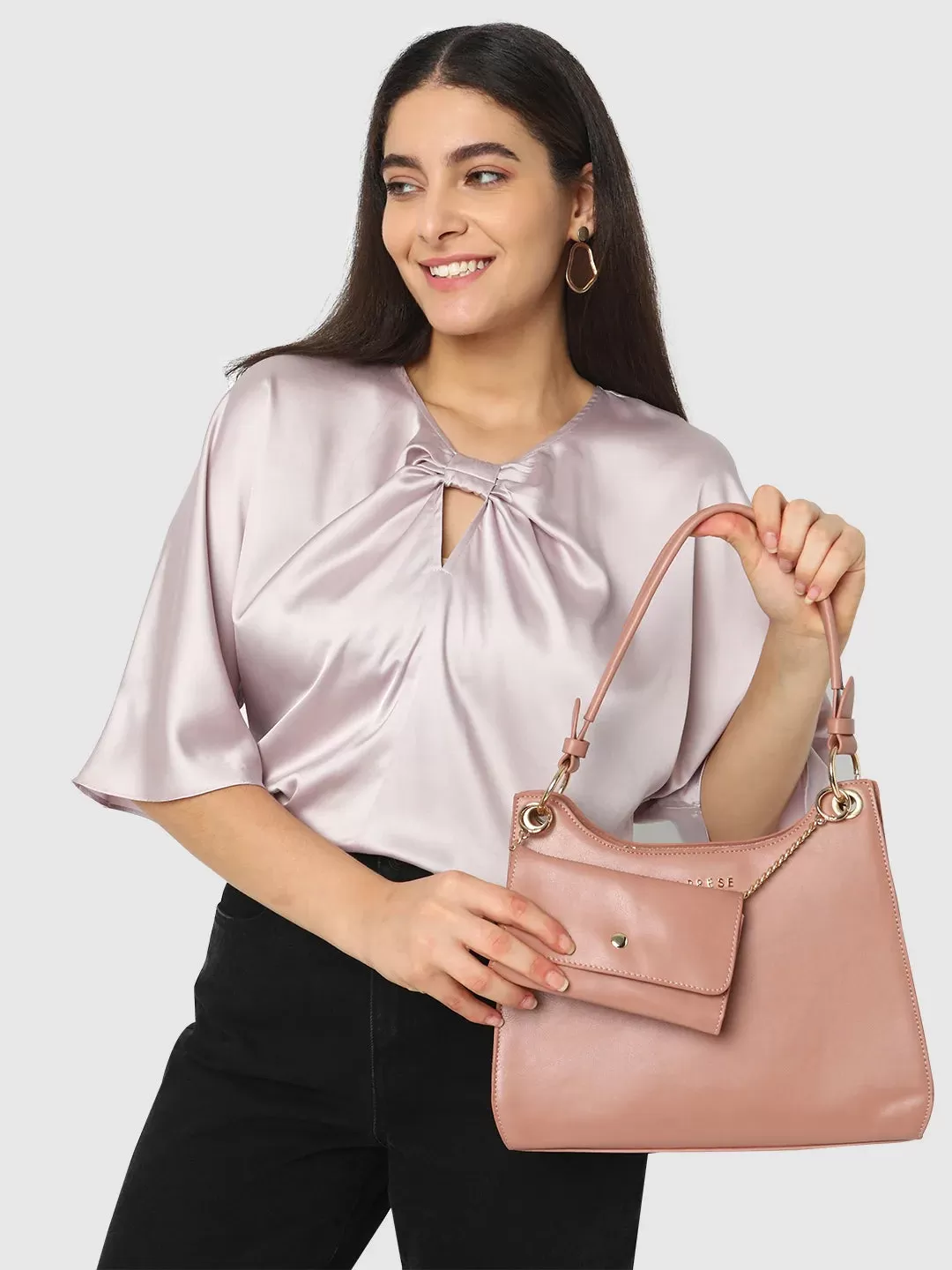 Caprese Capri Satchel Small Dusky Pink