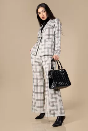 Checks Casual Blazer Co-Ord Set For Women