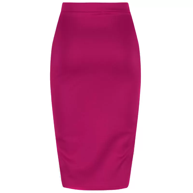 Classic Stretch Amaranth Pencil Bodycon Midi Office Work Skirt