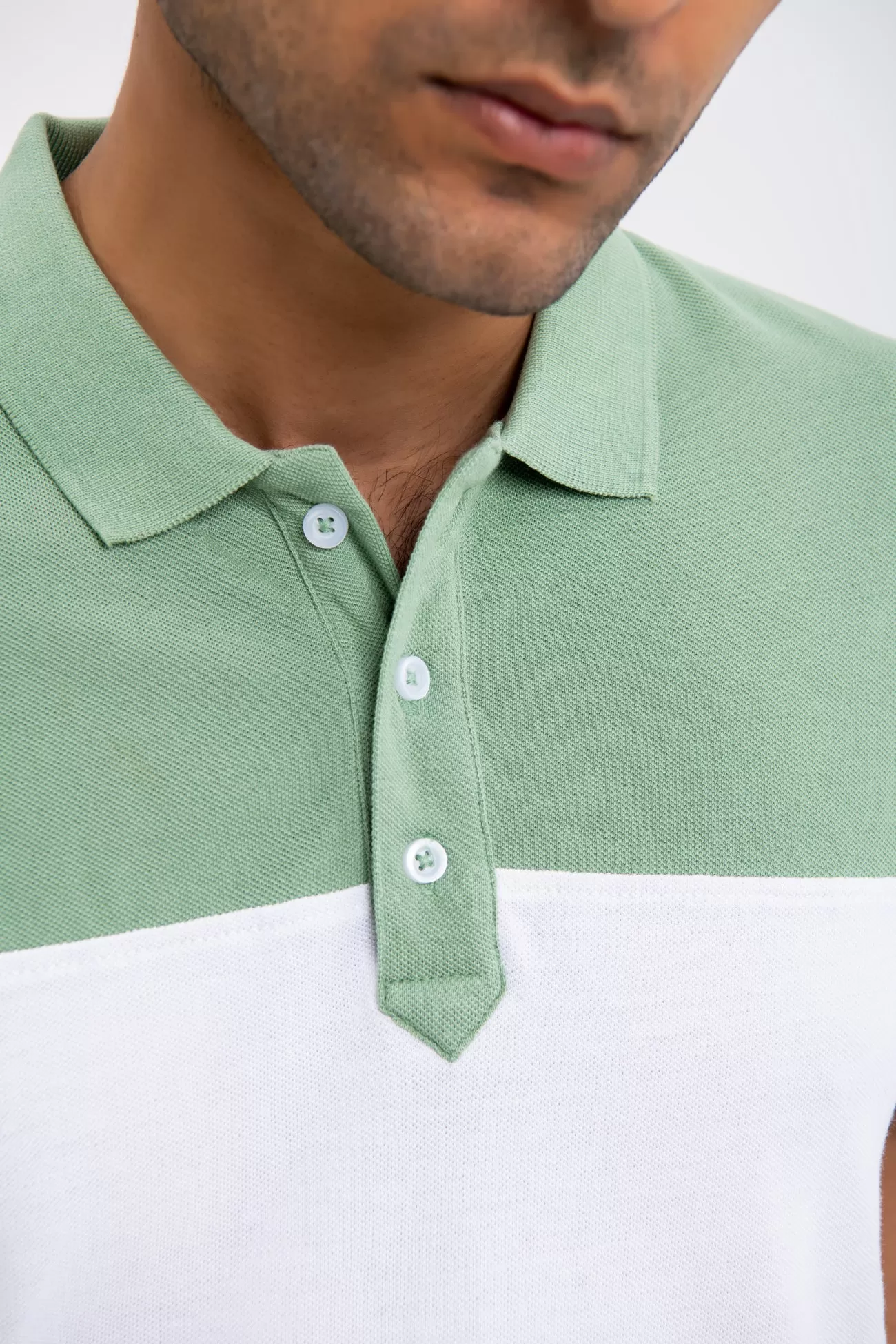 COLOR BLOCK COTTON POLO SHIRT