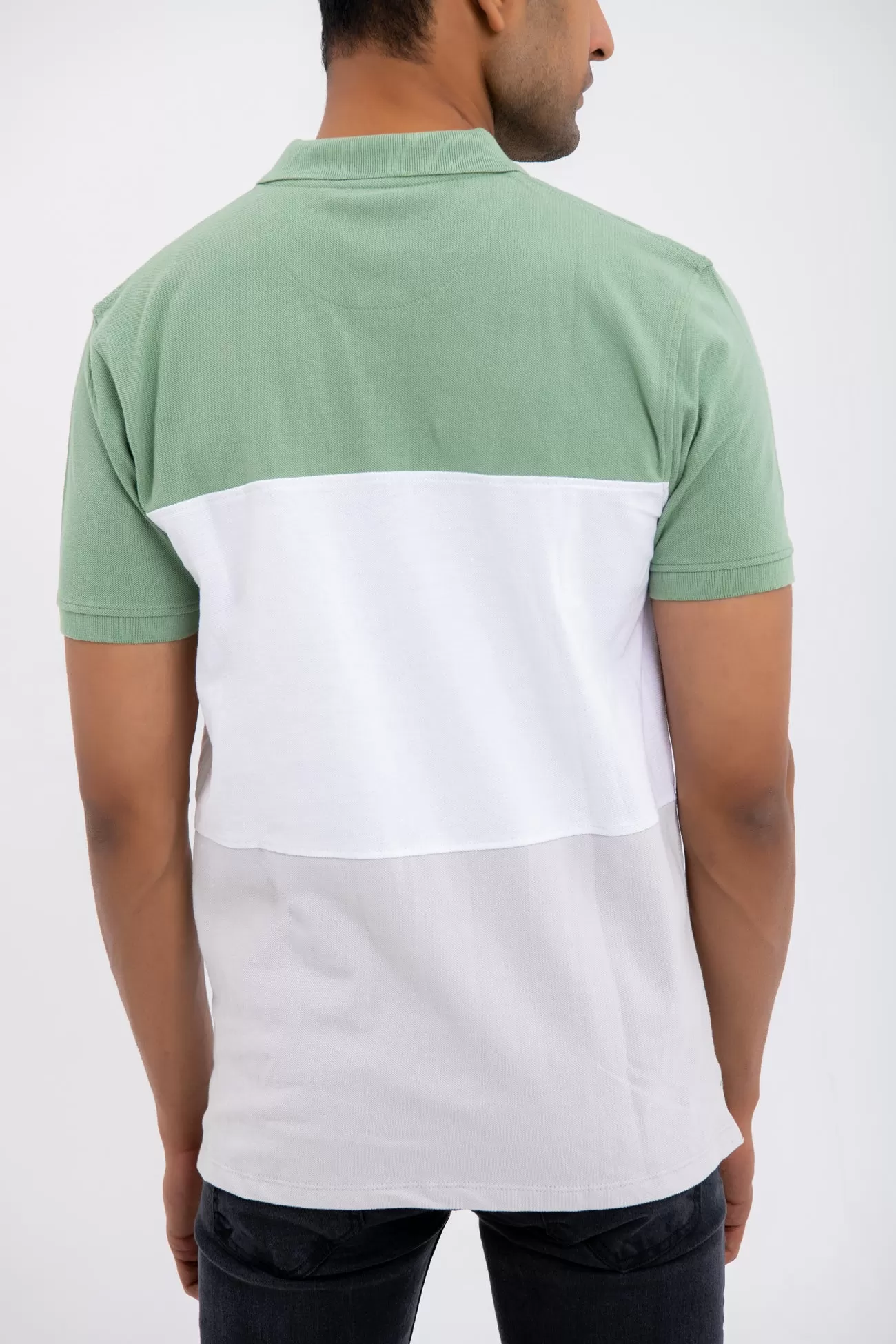 COLOR BLOCK COTTON POLO SHIRT