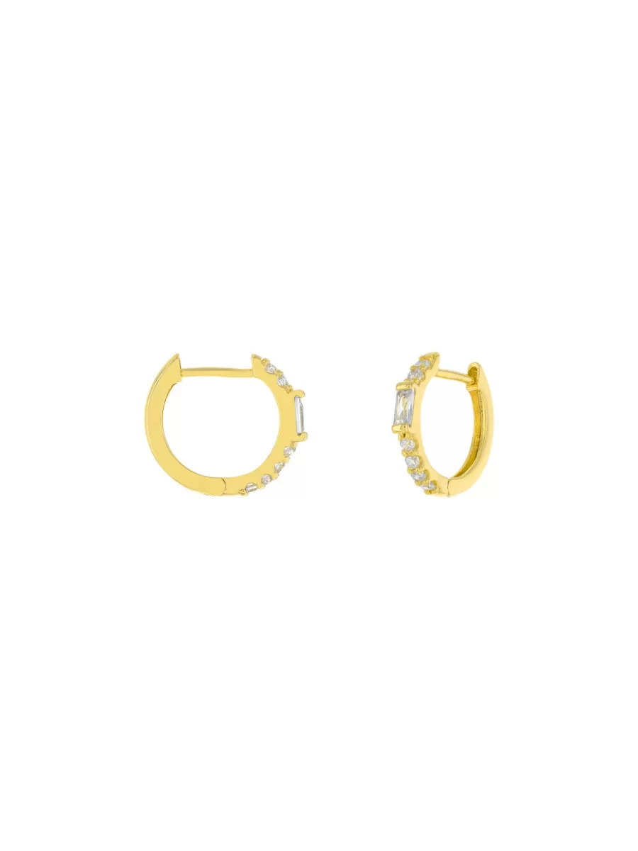 CZ Baguette Huggie Hoops