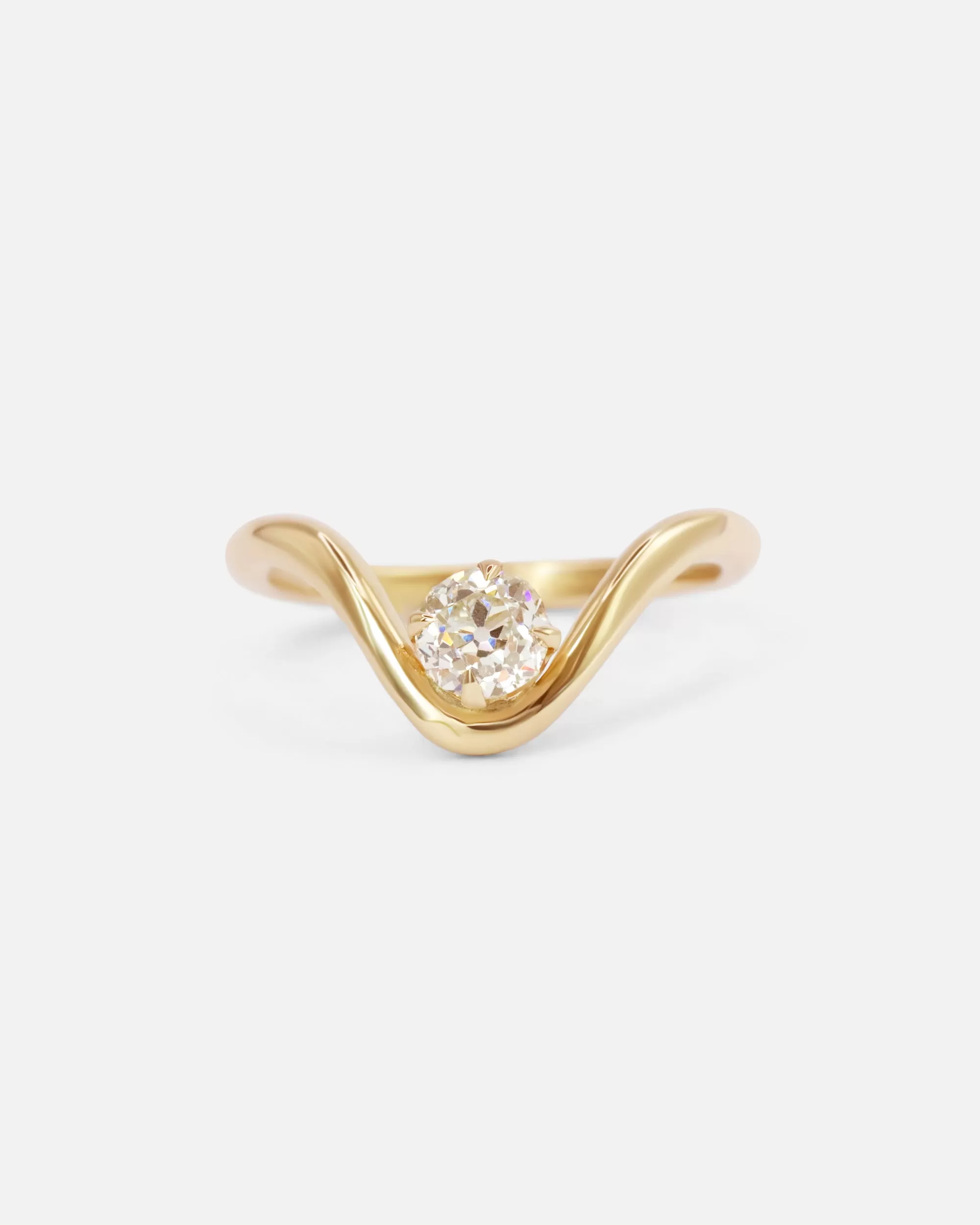 Diamond and Gold Curved Ring