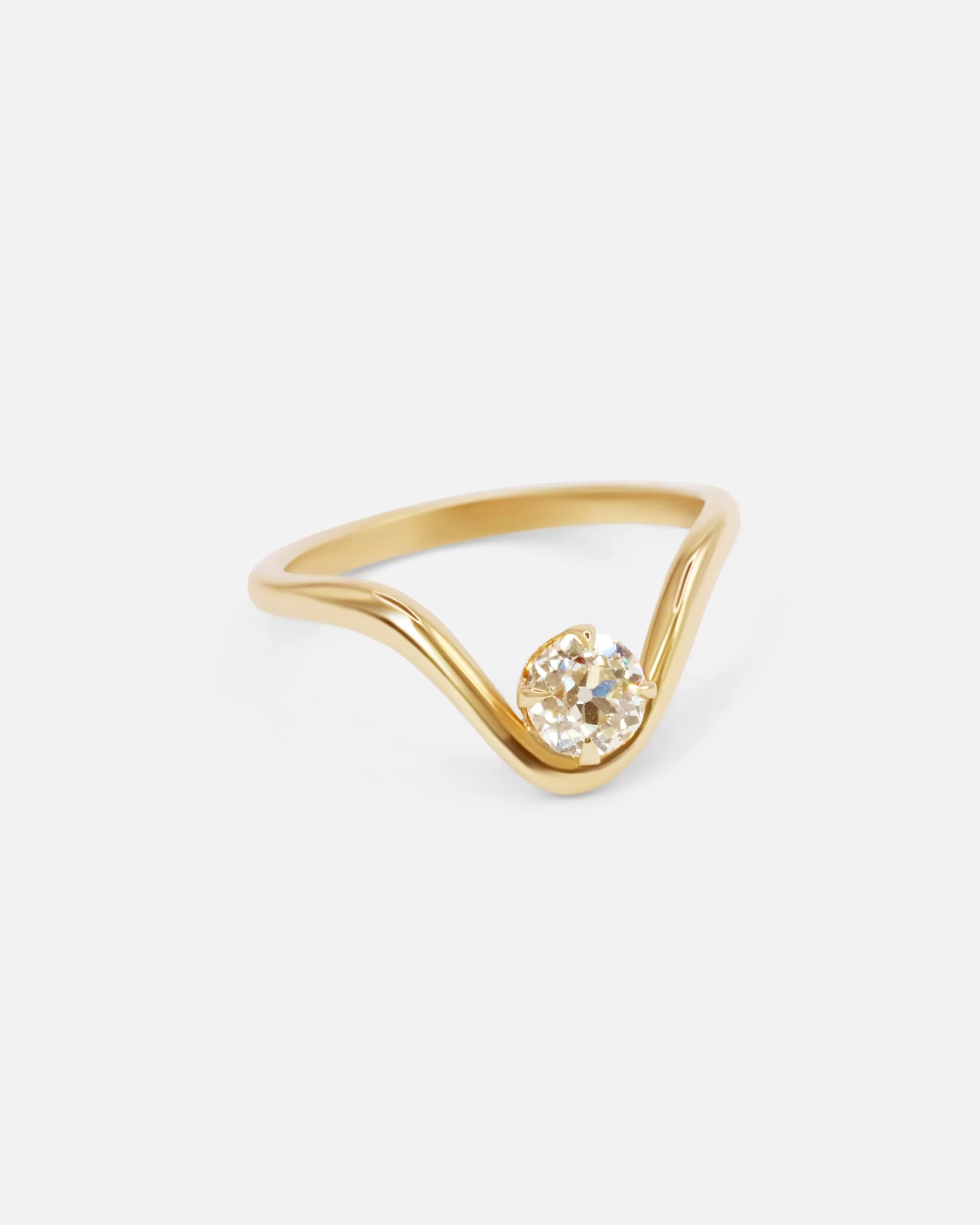 Diamond and Gold Curved Ring