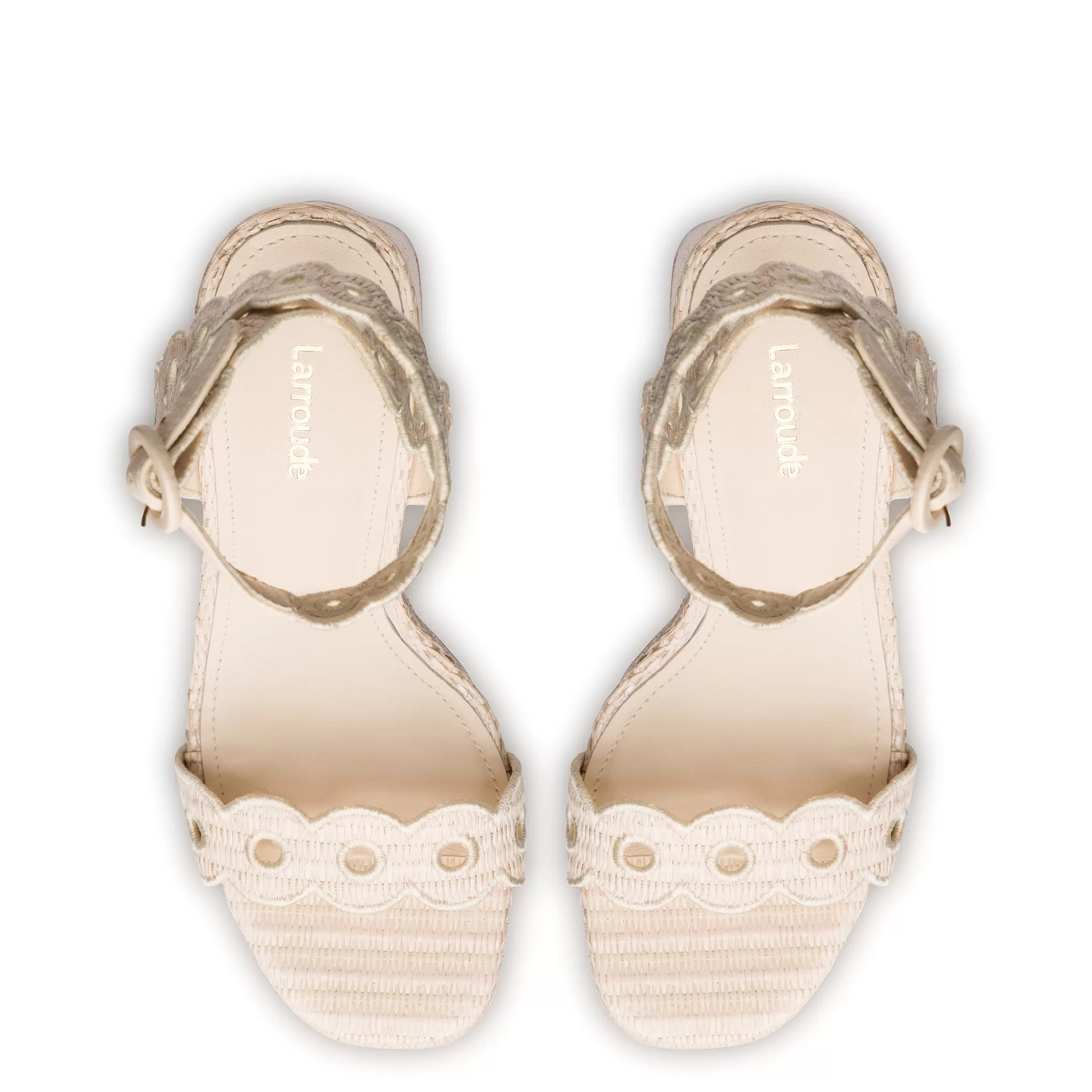 Dolly Broderie Sandal In Natural Raffia