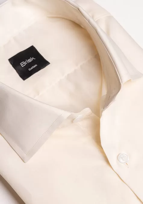 Egyptian Cream Light Weight 80's Poplin Shirt - Classic Collar