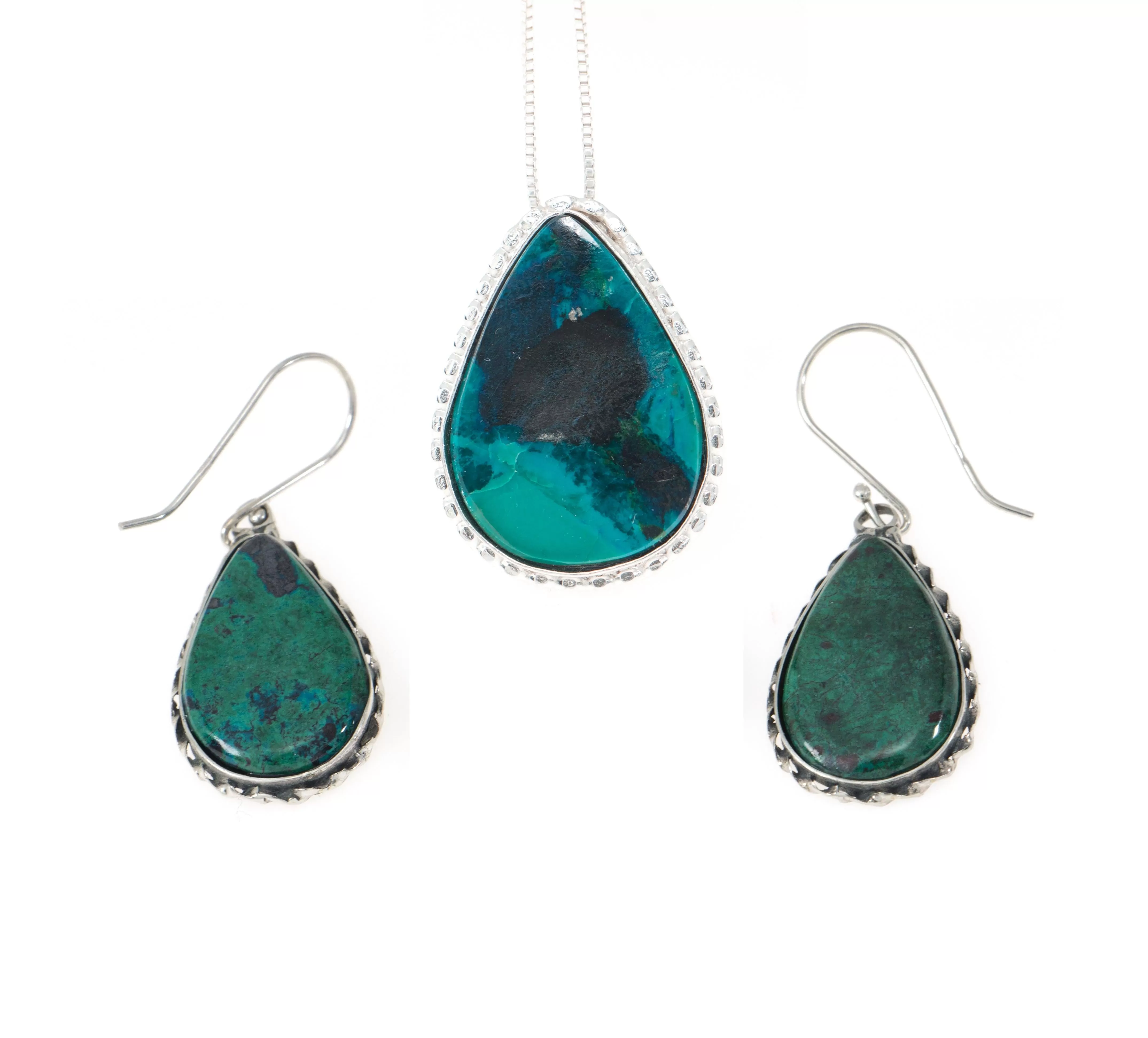 Eilat Stone Set Pendant   Earrings  in 925 Sterling Silver   necklace