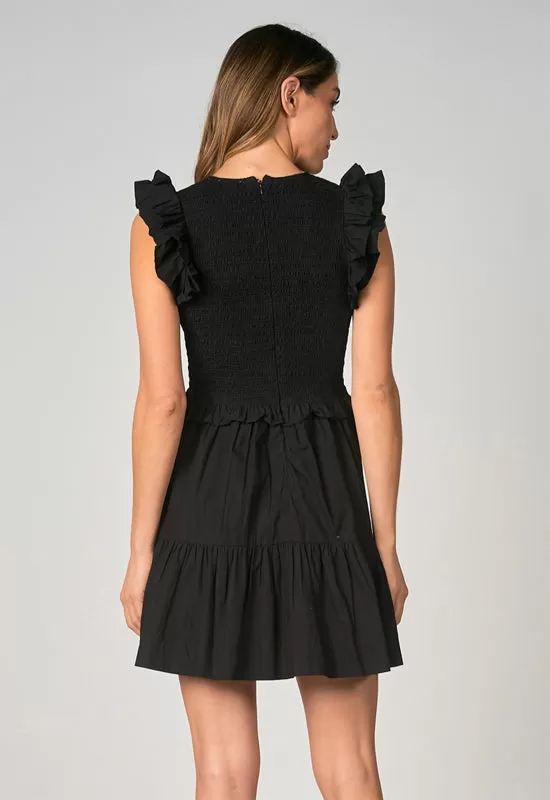 Elan - Ruffle Sleeve Dress Black