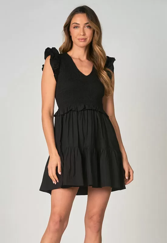 Elan - Ruffle Sleeve Dress Black