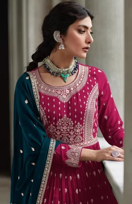 Embroidered Wedding Wear Salwar Suits Pink