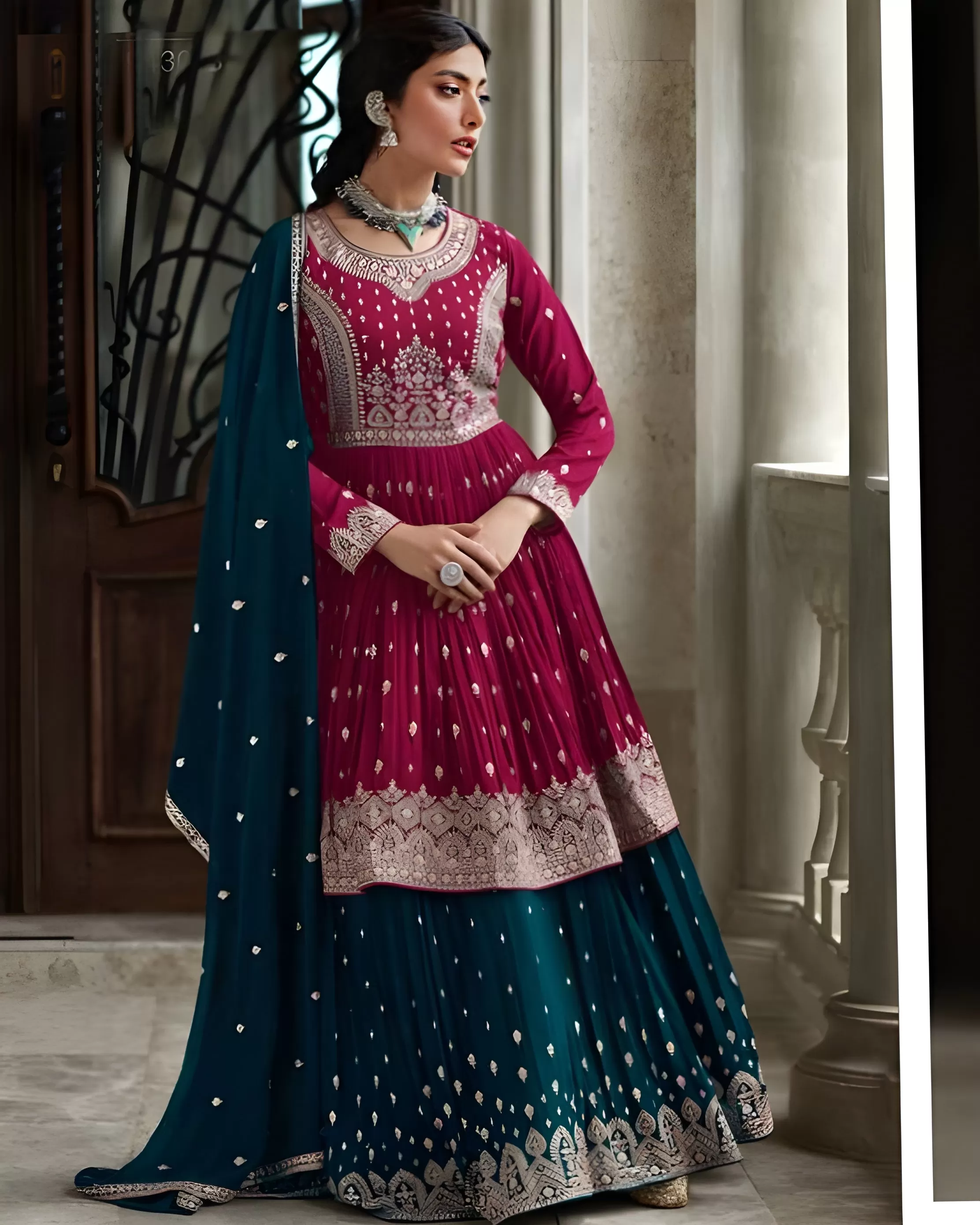 Embroidered Wedding Wear Salwar Suits Pink