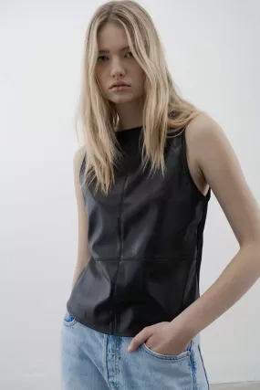 ESTA FAUX LEATHER TANK (BLACK) - MELISSA NEPTON