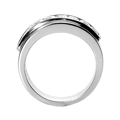 ETHAN Men's Diamond Wedding Ring Round Cut Channel Set in 14K White Gold 0.80 carat E - F Color VS Clarity By Mike Nekta NYC Size 12