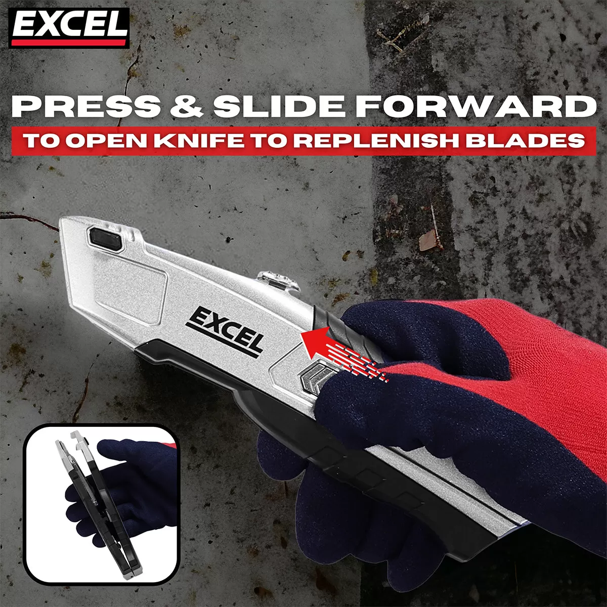 Excel Auto Reload Utility Knife with 5 Blades