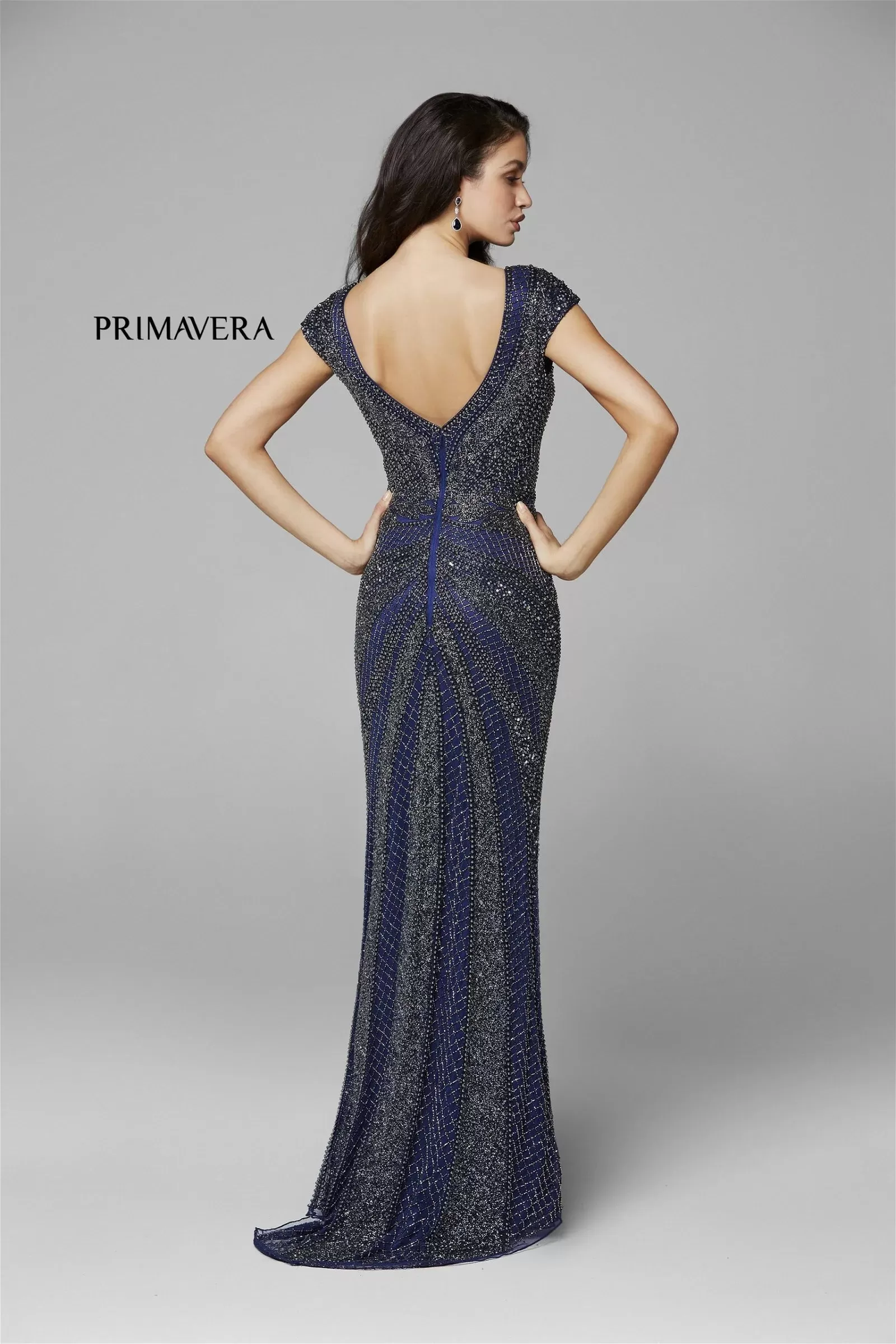 Ferrara | Short Sleeve Beaded Evening Gown | Primavera 3674