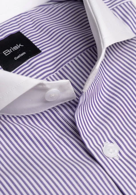 Fine Purple Pencil Stripes Shirt - Wrinkle Resistant